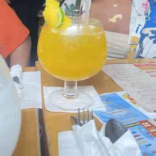 Passionfruit Margarita on the rocks (minus froth)