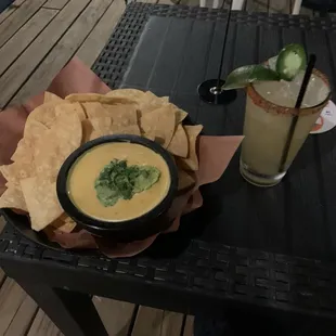 Queso verde and jalapeño margarita