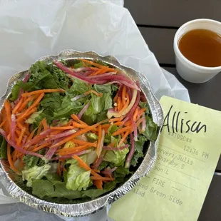 Mixed green side salad, ordered through ritual for easy pickup!