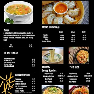 ramen and noodles, menu