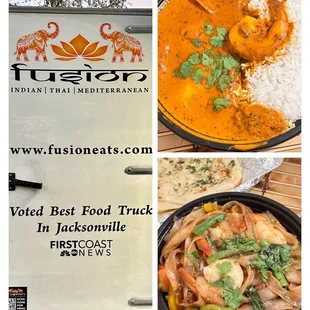 Shrimp Tikka Masala and Shrimp Drunken Noodles. Large shrimp! #FusionEats #FoodTruckFriday