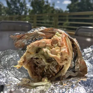 Falafel gyro (it has rice and falafel inside! It's my favorite)