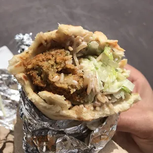 Falafel gyro (it has rice and falafel inside! It's my favorite)