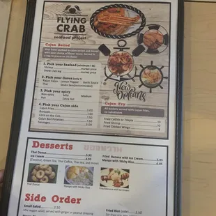 a menu for a restaurant