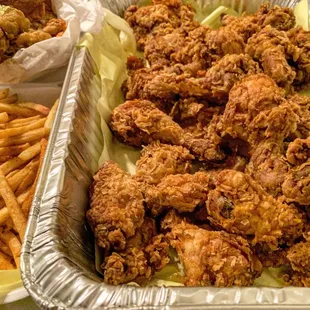 Party pack of chicken and a spicy chicken sandwich