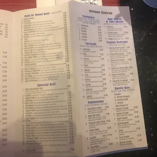 the menu
