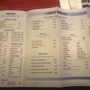 the menu