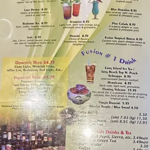 2024 menu of alcoholic and non-alcoholic beverages