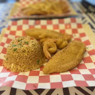 two plates of food on a table