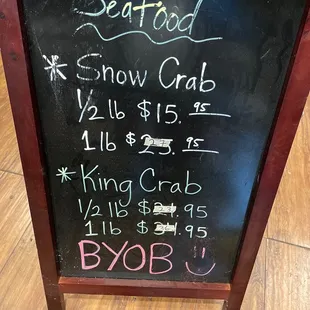 Crawfish is $7.95/lb if you get 5lbs. Its byob so you cant beat that either.