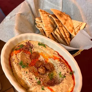 Hummus with warm Pita.