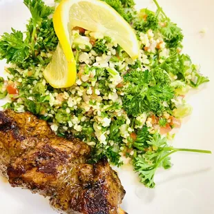 Tabbouleh salad with grilled tender juicy lamb !!!!!