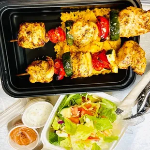 To-go chicken kebab
