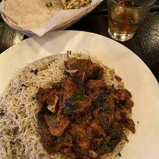 Goat Pulav and bullet naan