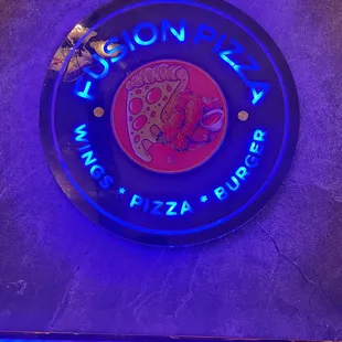 Signage behind the bar