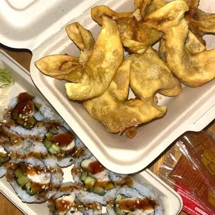 Teriyaki Chicken Roll &amp; Crab Rangoon (6 Pcs)