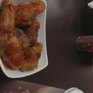 Premium bbq Korean wings and strawberry boba
