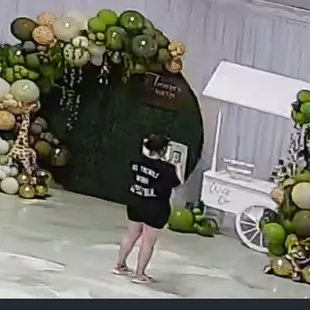 Decor company setting up for a baby shower.