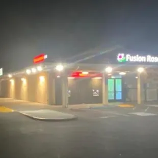 Your indoor lighting looks amazing through the doors at night.