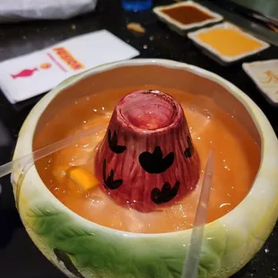 Flaming Volcano drink for two.