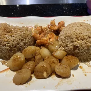 Shrimp &amp; Scallops hibachi with double rice (add an extra order of scallops)