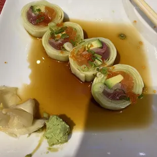 Cucumber roll appetizer.