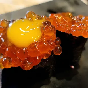 Salmon roe with quail egg!