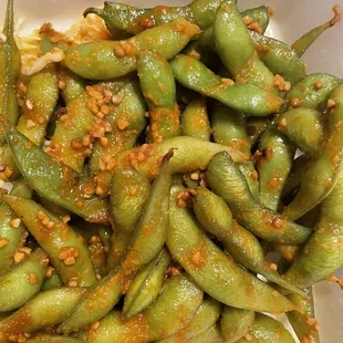 Spicy Garlic Edamame