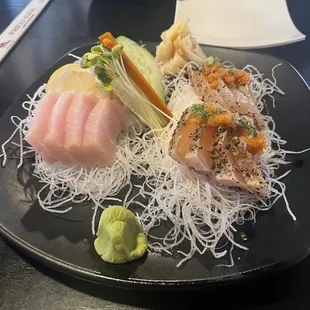 X6. Yellowtail X2. Sashimi Combination B with X10. Seared Albacore Sashimi