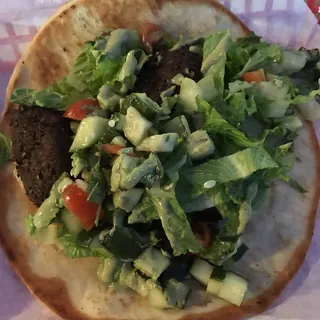 Falafel Taco on Naan Bread