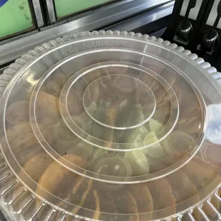 a plastic container with food in it