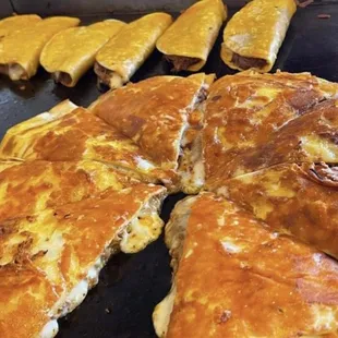 a close up of a pan of food