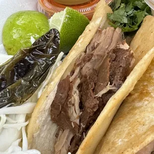 The carnitas; very good. The green sauce (tomatillo?) made the dish