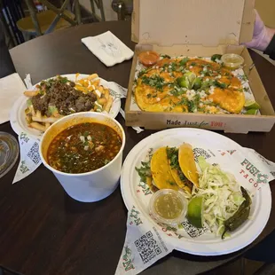 Carne Asada fries, birria ramen, quesapizza
