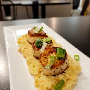Faux scallops with cauliflower risotto.