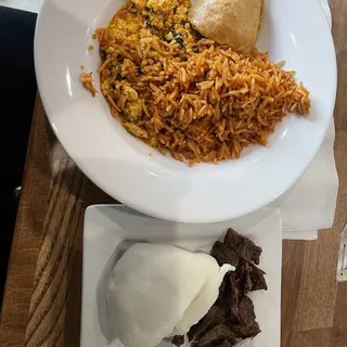 Jollof Rice and Beef Suya