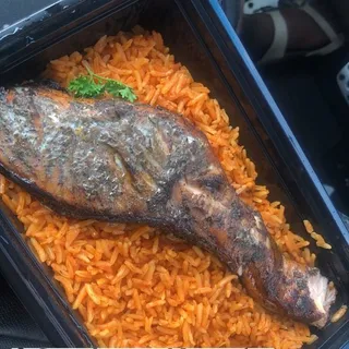 Jollof Rice and Blackened Salmon