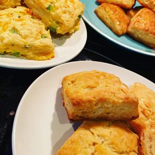Biscuits 3 ways:
Honey butter
Jalapeño cheddar
Buttermilk