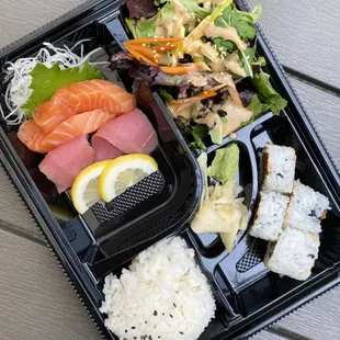 Bento D TOGO -  tuna & salmon sashimi, side of spicy tuna