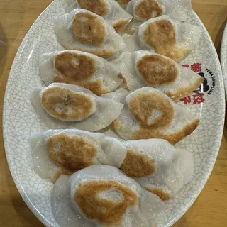 34. Pan Fried Chive Egg Prawn & Pork Dumpling