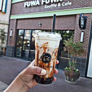 Brown sugar boba milk tea with snow cream