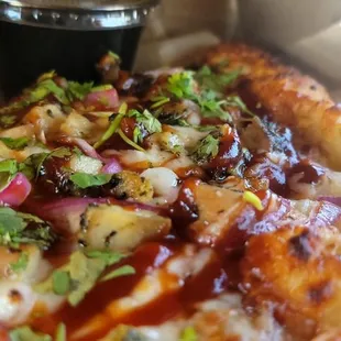 a slice of pizza with toppings