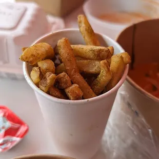 Dill pickle flavored fries! Yum?