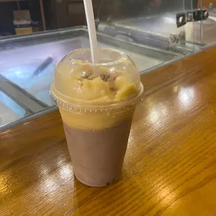 Stuffed Italian cream with chocolate custard and cake batter Italian ice