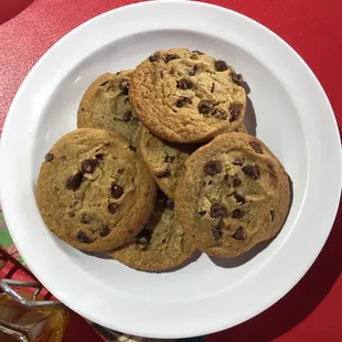 Fresh chocolate chip cookies.