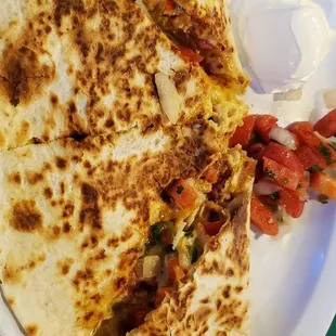 Shredded chicken quesadilla