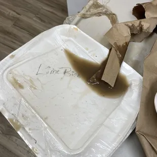 This is the sort of packaging for a to go order. What a mess