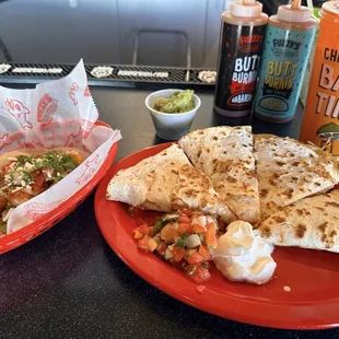 Hot Honey Chicken Taco, Shredded Chicken Quesadilla