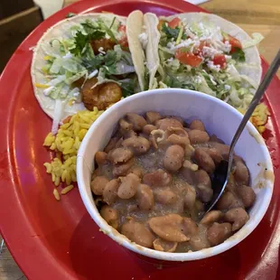 Taco Plate, with Borracho Beans