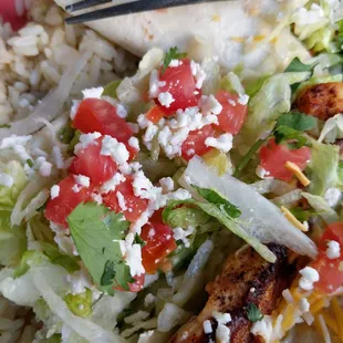 Tacos, burrata beans and cilantro rice